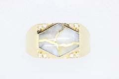4.55 Carat Gold in Quartz Hexagon Men's Ring