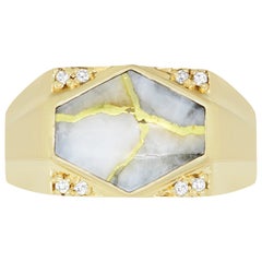 4.55 Carat Gold in Quartz Hexagon Men
s Ring 4.55 Carat Gold in Quartz Hexagon Men
s Ring