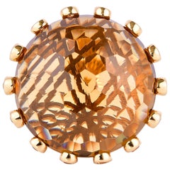 Sunita Nahata 45.5 Carat Honey Quartz Ring in 18KYG with Spessartite