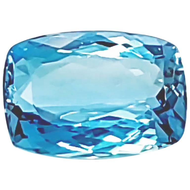 4.55 Carat Intense Blue Cushion Aquamarine Natural Gemstone For Sale