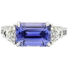 4.55 Carat Lavender-Blue Sapphire and Diamond Ring