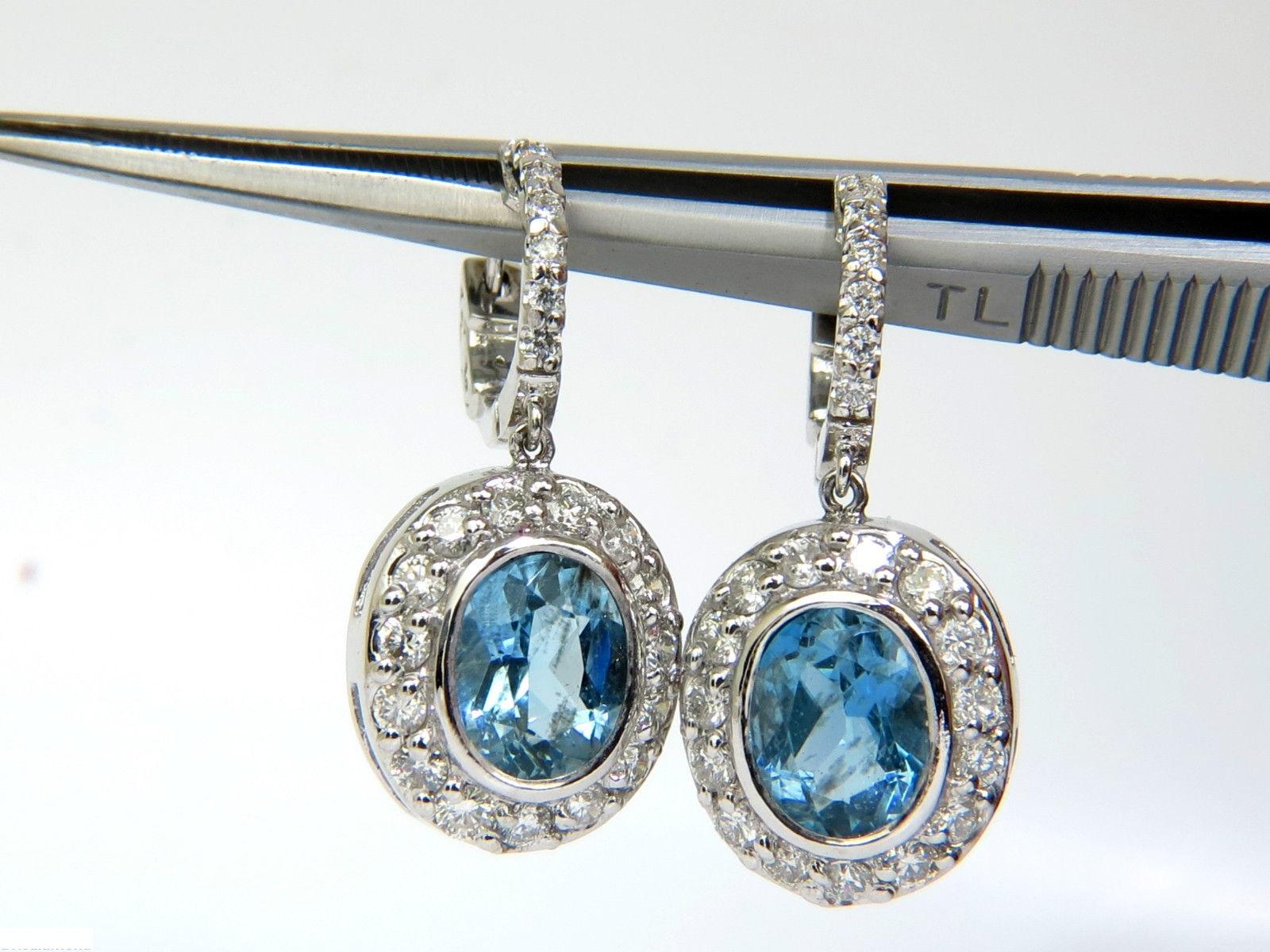 4.55 Carat Natural Aquamarine Diamond Earrings Dangle A+ VS/G 7