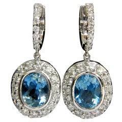 4.55 Carat Natural Aquamarine Diamond Earrings Dangle A+ VS/G