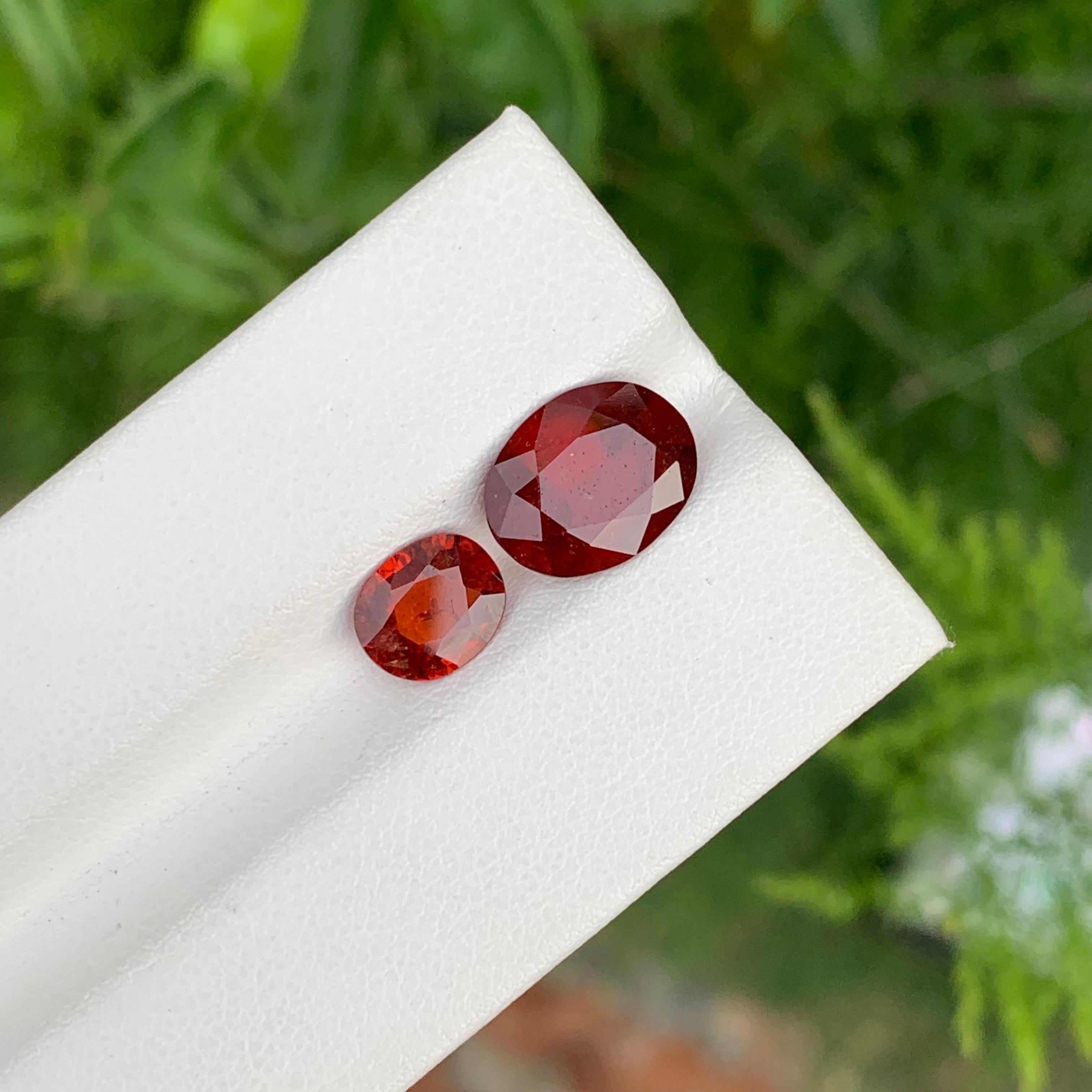 Loose Dual Hessonite Garnet

Weight: 4.55 Carats
Sizes: 3.20 And 1.40 Carat 
Origin: Africa
Shape: Oval 
Color: Smoky Orange
Treatment: Non
Certificate: On Demand

Hessonite garnet, also known as 