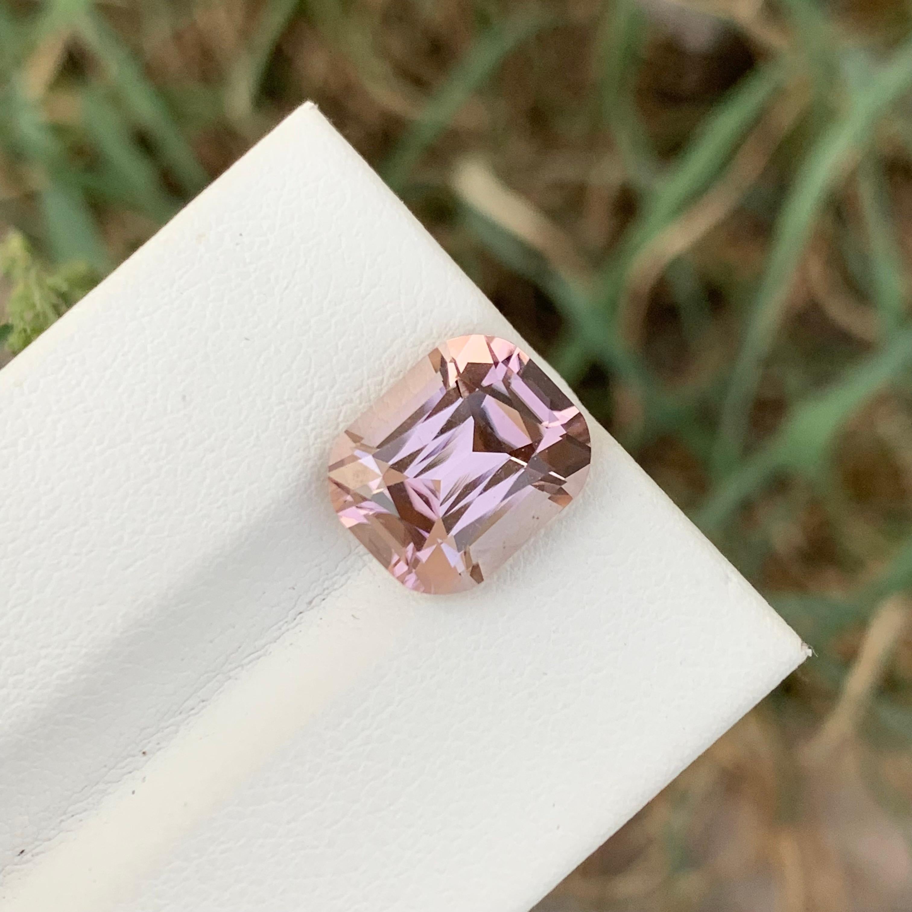 4.55 Carat Natural Loose Baby Pink Tourmaline Cushion Shape Gem For Jewellery In New Condition For Sale In Peshawar, PK