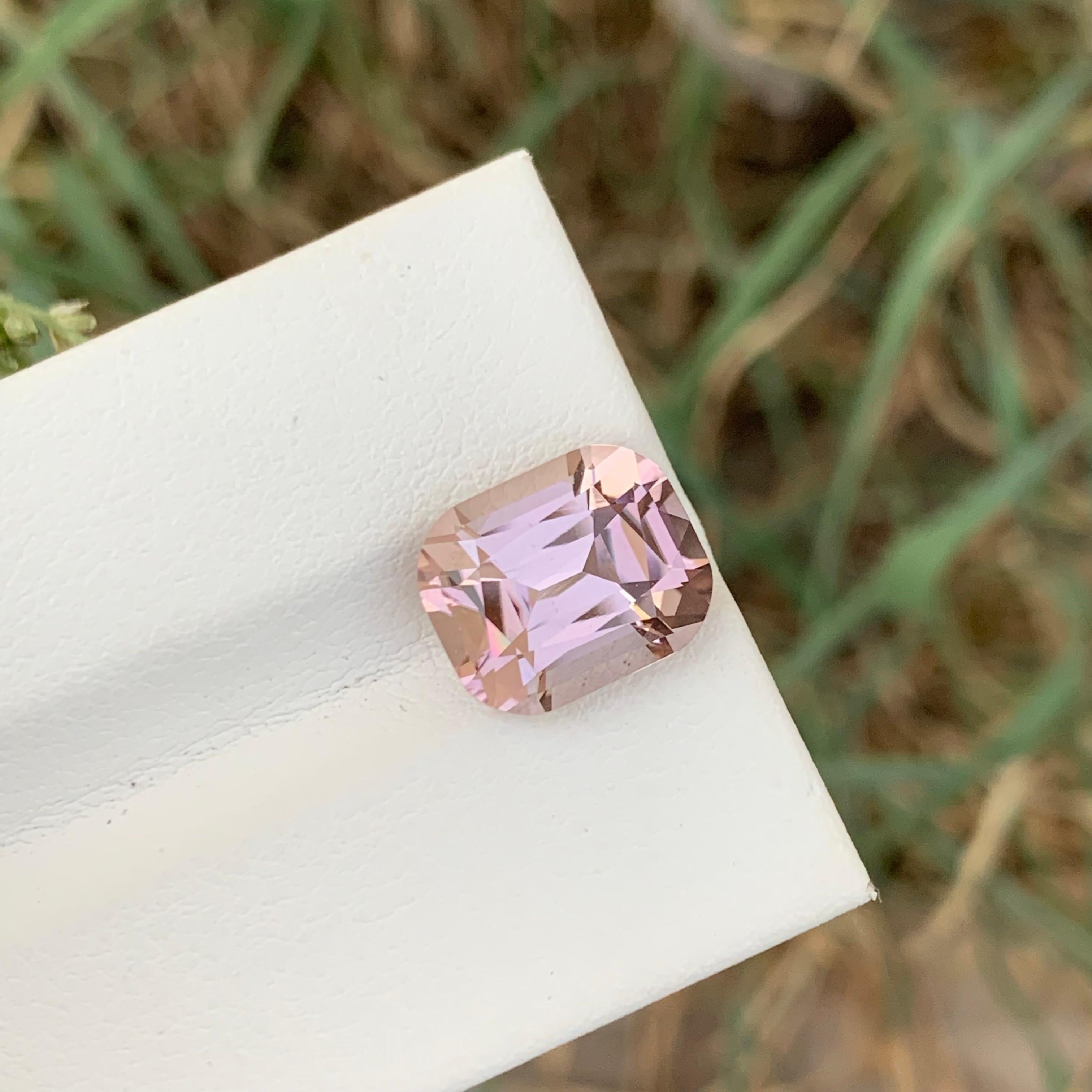 Women's or Men's 4.55 Carat Natural Loose Baby Pink Tourmaline Cushion Shape Gem For Jewellery For Sale