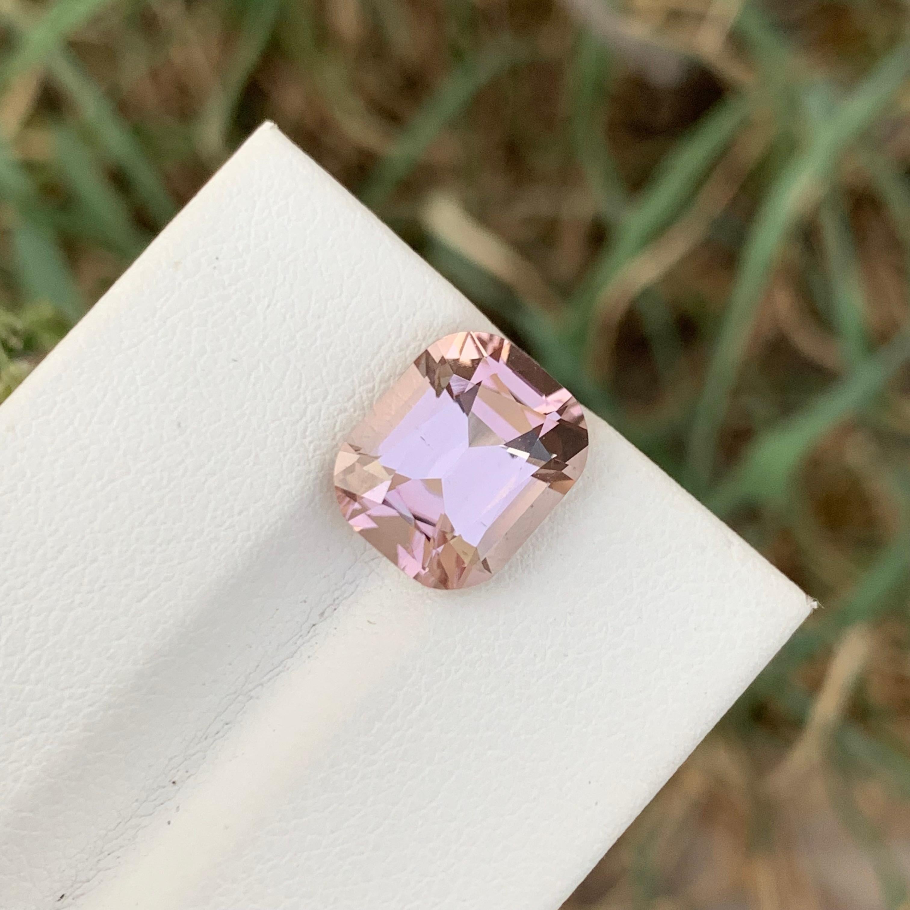 4.55 Carat Natural Loose Baby Pink Tourmaline Cushion Shape Gem For Jewellery For Sale 1