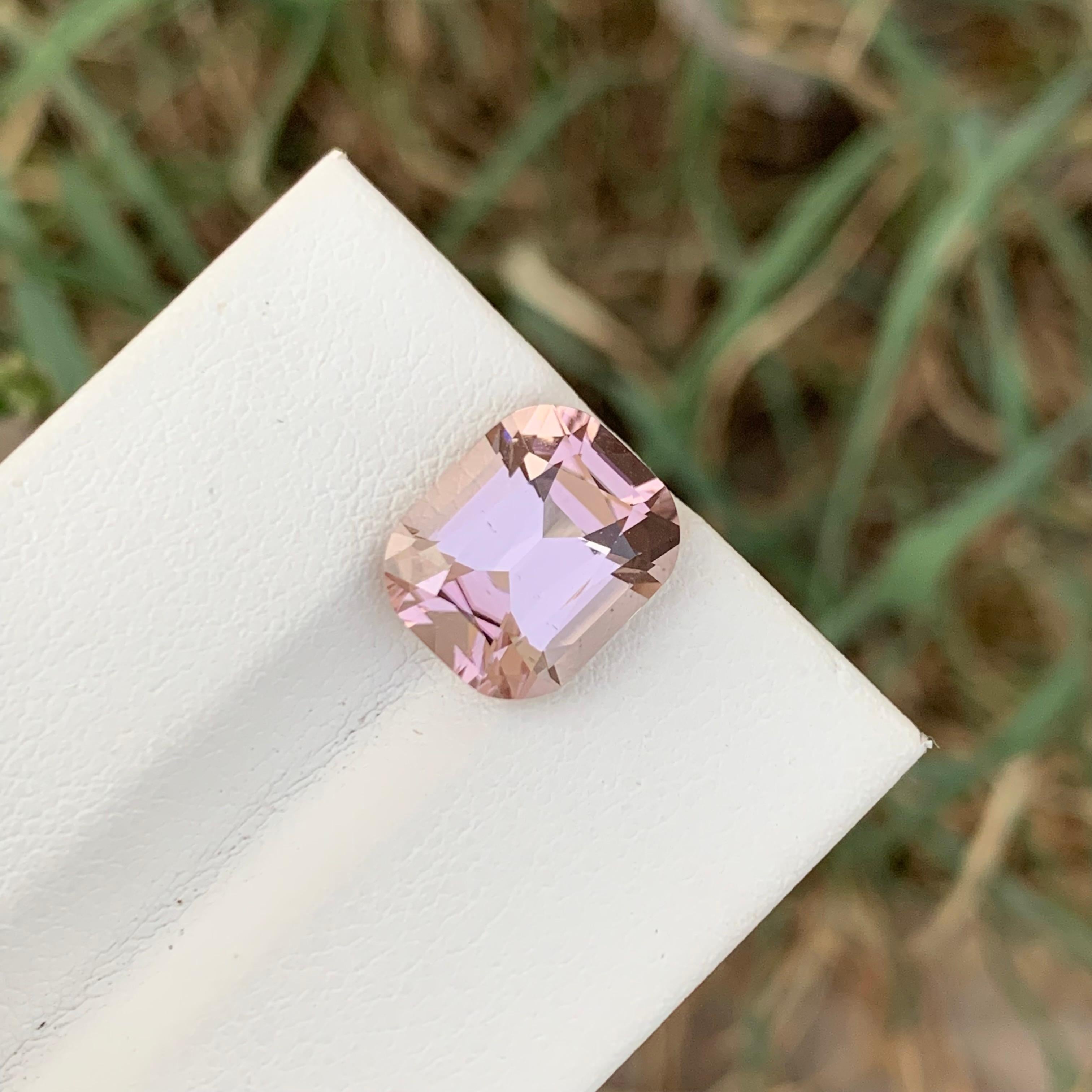 4.55 Carat Natural Loose Baby Pink Tourmaline Cushion Shape Gem For Jewellery For Sale 2