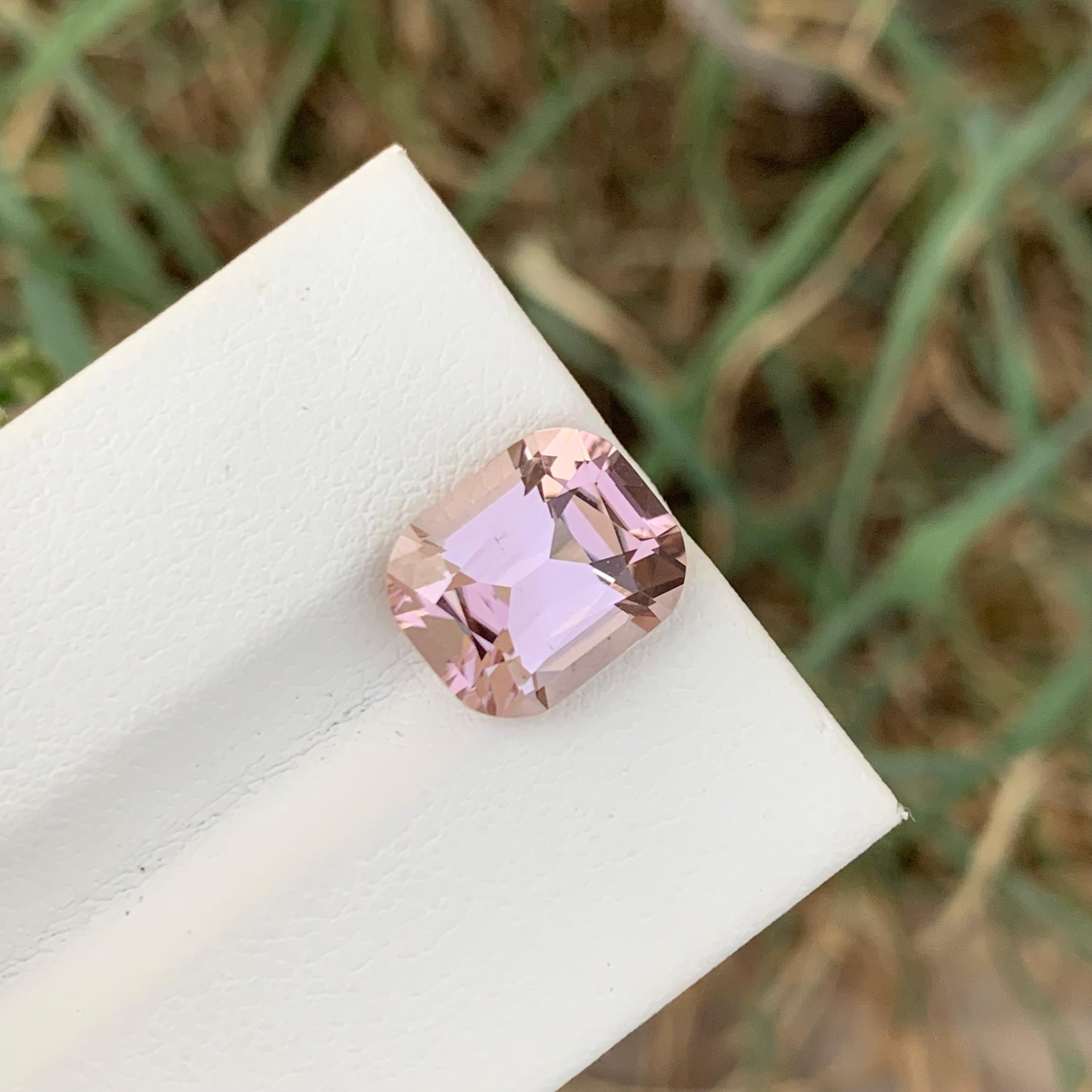 4.55 Carat Natural Loose Baby Pink Tourmaline Cushion Shape Gem For Jewellery For Sale 3