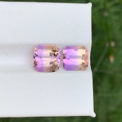4.55 Carat Natural Loose Bi Color 2 Piece Brazil Ametrine For Jewelry Gemstones