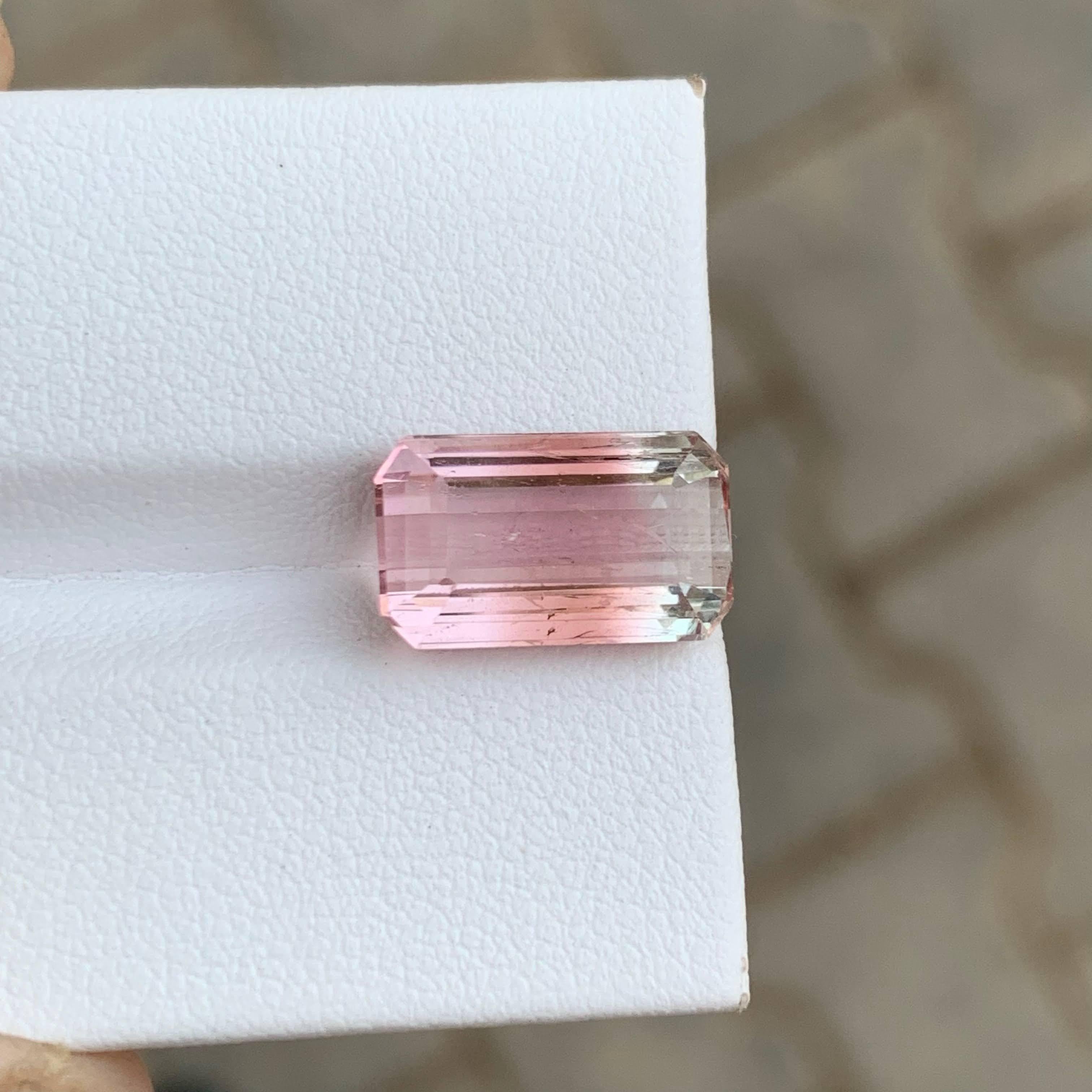 4,55 Karat Natürliche Lose Bi Farbe Rosa Turmalin Smaragd Schliff Afrikanischer Edelstein im Angebot 4