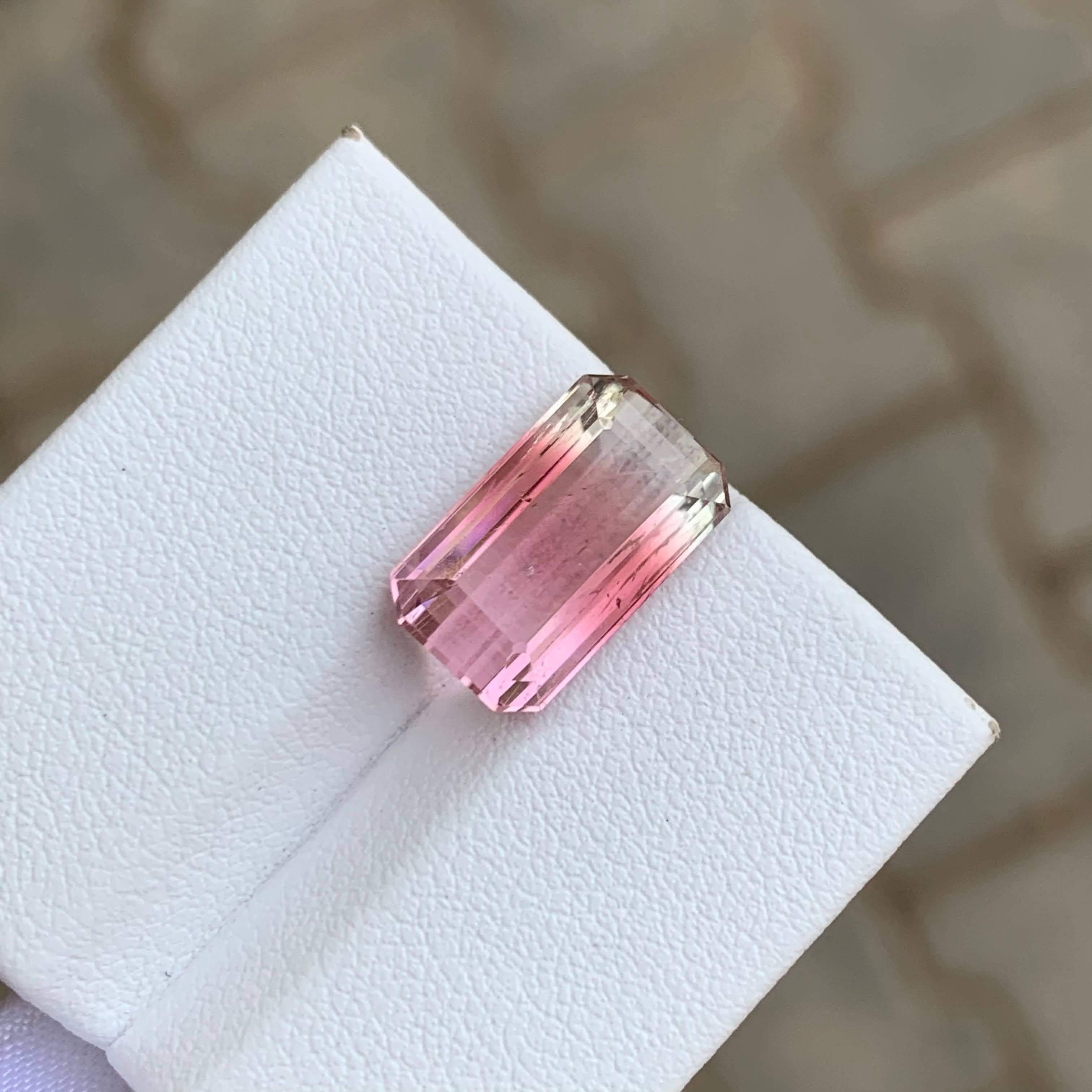 4,55 Karat Natürliche Lose Bi Farbe Rosa Turmalin Smaragd Schliff Afrikanischer Edelstein im Angebot 5