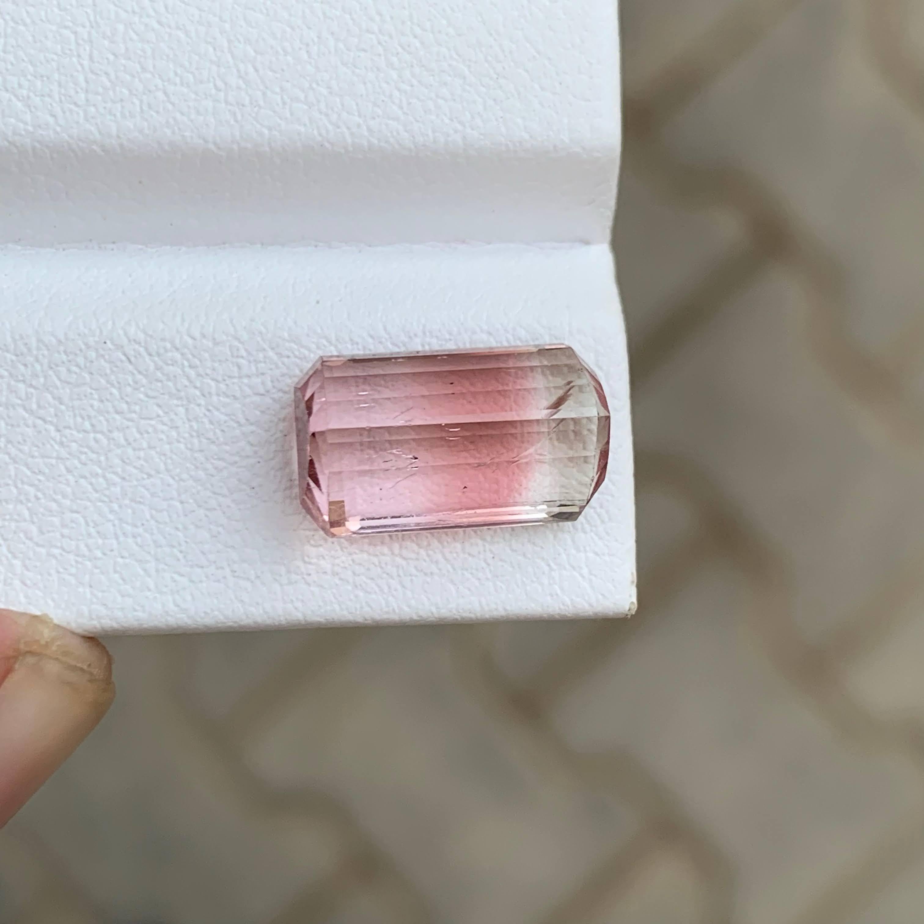 4,55 Karat Natürliche Lose Bi Farbe Rosa Turmalin Smaragd Schliff Afrikanischer Edelstein im Zustand „Neu“ im Angebot in Bangkok, TH