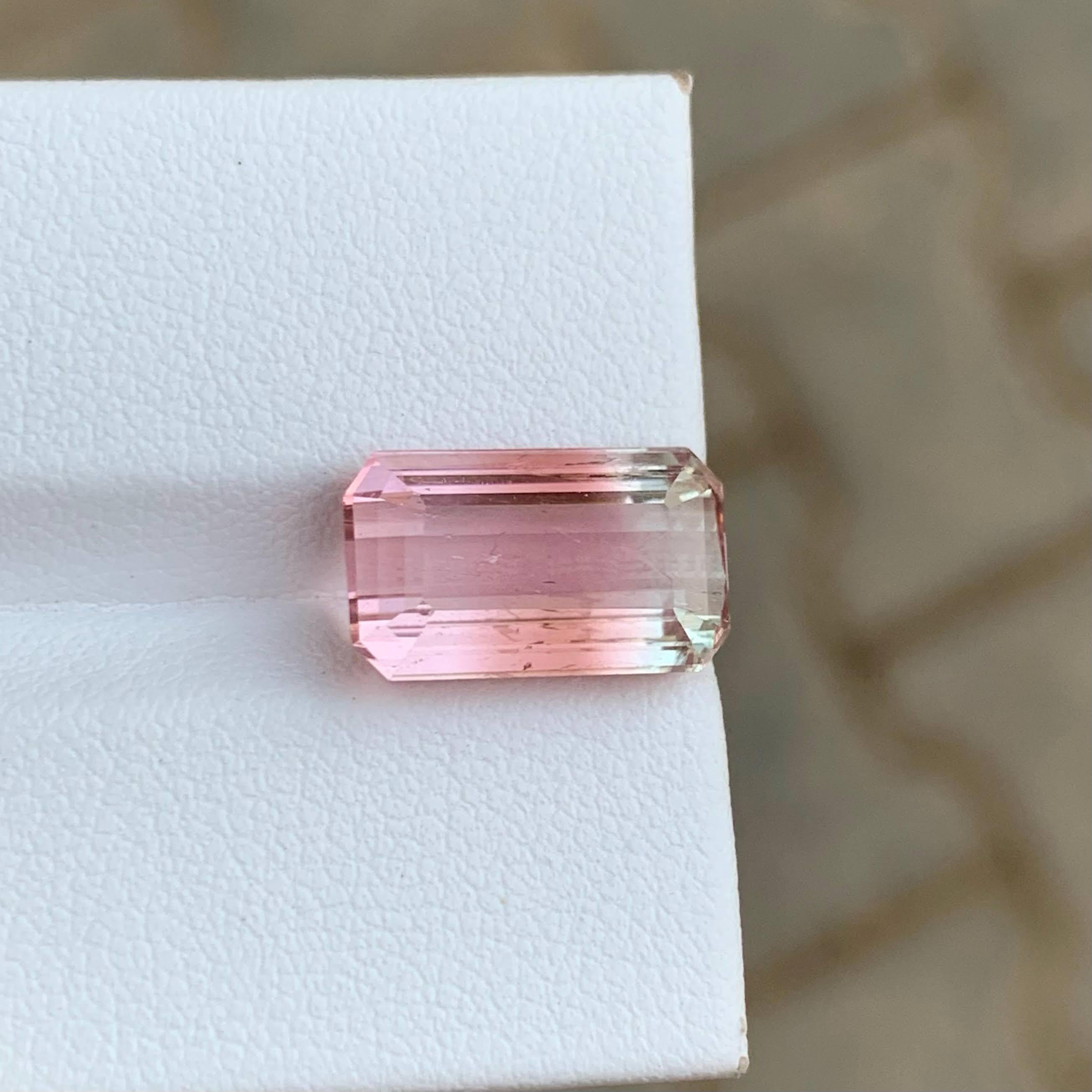 4,55 Karat Natürliche Lose Bi Farbe Rosa Turmalin Smaragd Schliff Afrikanischer Edelstein im Angebot 1