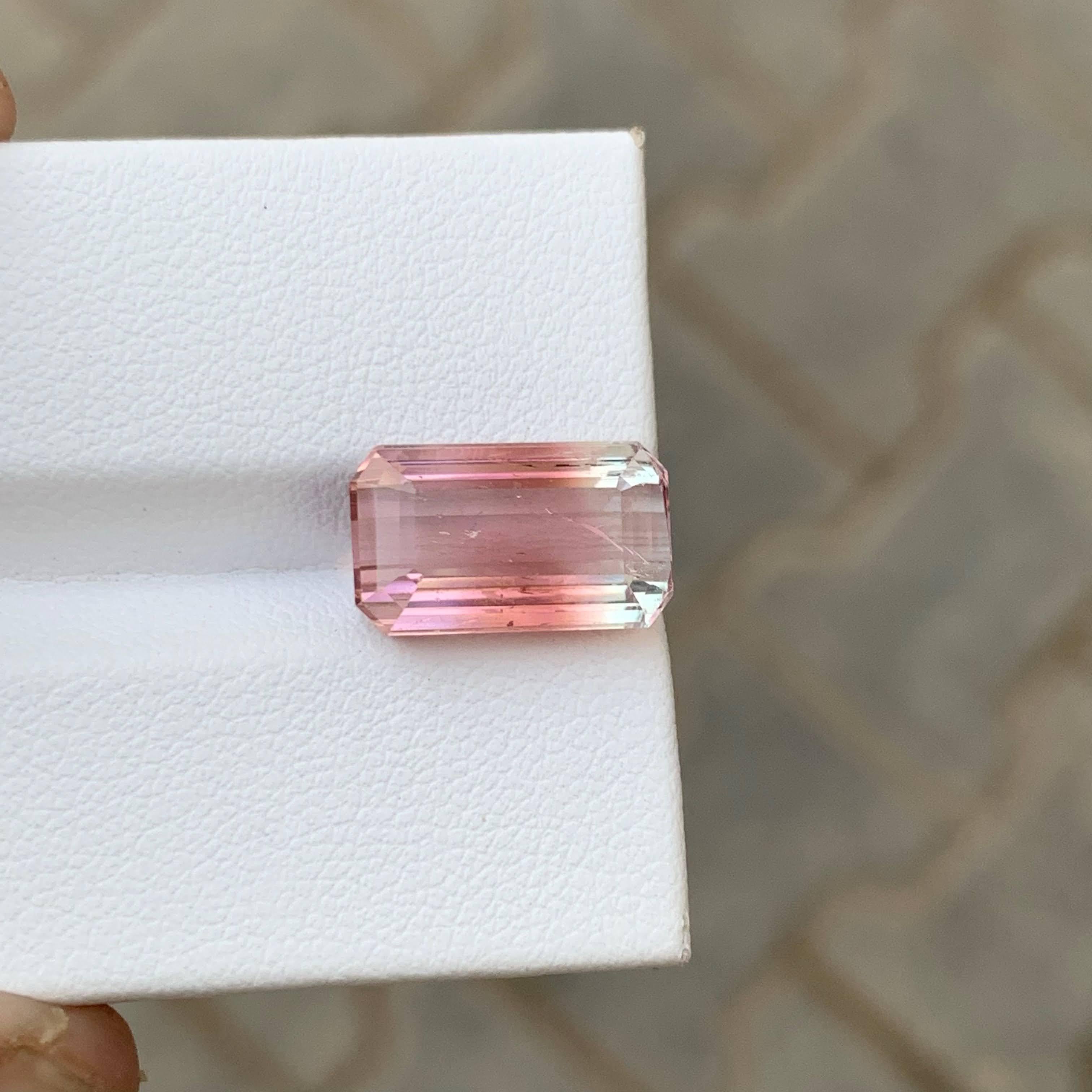 4,55 Karat Natürliche Lose Bi Farbe Rosa Turmalin Smaragd Schliff Afrikanischer Edelstein im Angebot 3