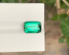4.55 Carat Natural Loose Bluish Green Tourmaline Cushion Cut Afghan Gemstone