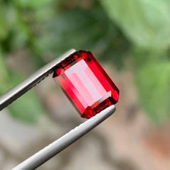 4.55 Carat Natural Loose Bright Red Garnet Emerald Cut Tanzanian Gemstone