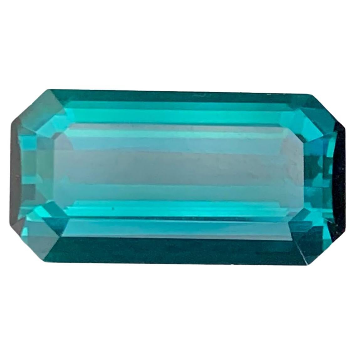 4.55 Carat Natural Loose Indicolite Color Tourmaline Emerald Cut Afghan Gemstone (pierre précieuse afghane)