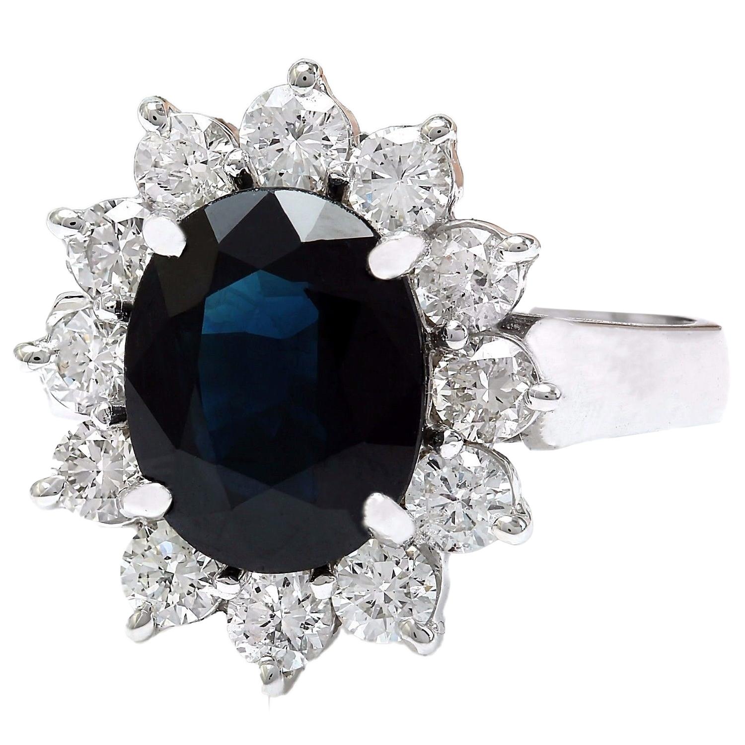 4.55 Carat Natural Sapphire 14K Solid White Gold Diamond Ring
 Item Type: Ring
 Item Style: Engagement
 Material: 14K White Gold
 Mainstone: Sapphire
 Stone Color: Blue
 Stone Weight: 3.45 Carat
 Stone Shape: Oval
 Stone Quantity: 1
 Stone