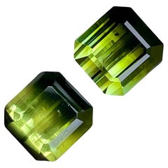 4.55 Carats Bicolor Tourmaline Pair Stones Emerald Cut Afghan Gemstone
