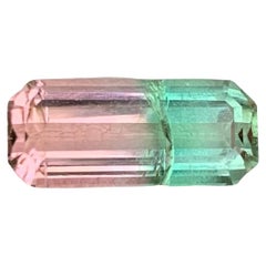 Pierre précieuse afghane tourmaline bicolore taille émeraude de 4,55 carats