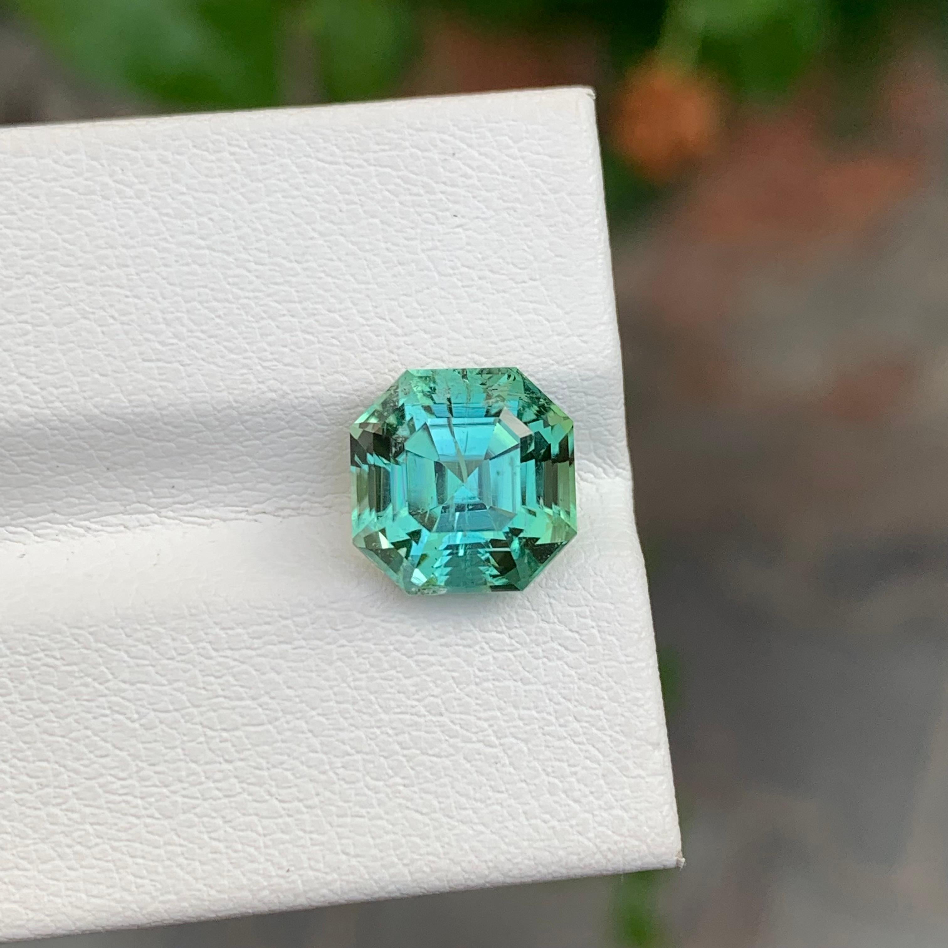PRODUCT INFORMATION:

Loose Mint Tourmaline
Weight: 4.55 Carats
Dimension: 9.4 x 9.3 x 7.5 Mm
Shape: Octagon
Origin: Afghanistan 
Color: Mint Green 
Treatment: None

DESCRIPTION:

Introducing 4.55 carat mint tourmaline is a rare and captivating
