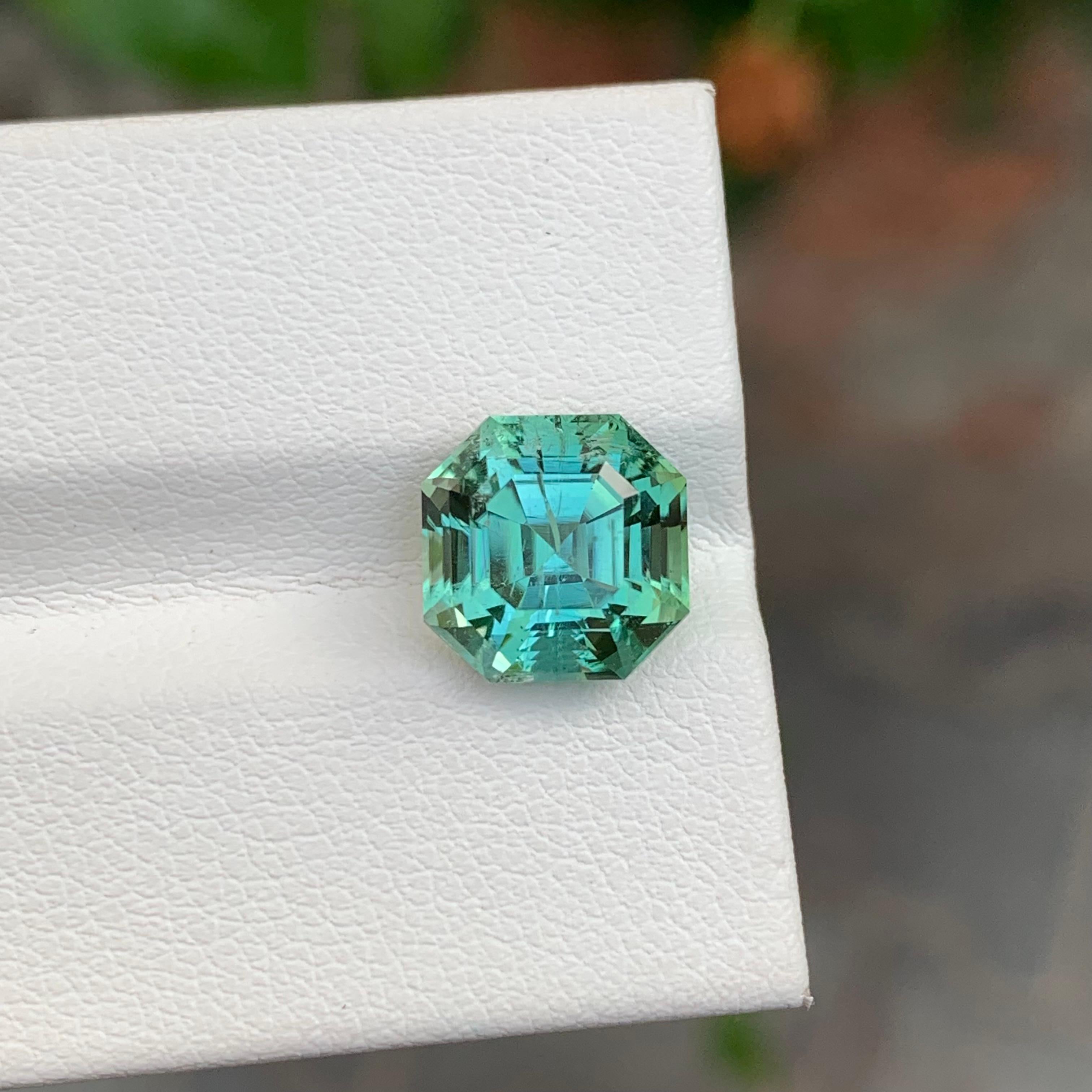 American Craftsman 4.55 Carats Natural Loose Mint Tourmaline Gem Octagon Shape From Afghanistan