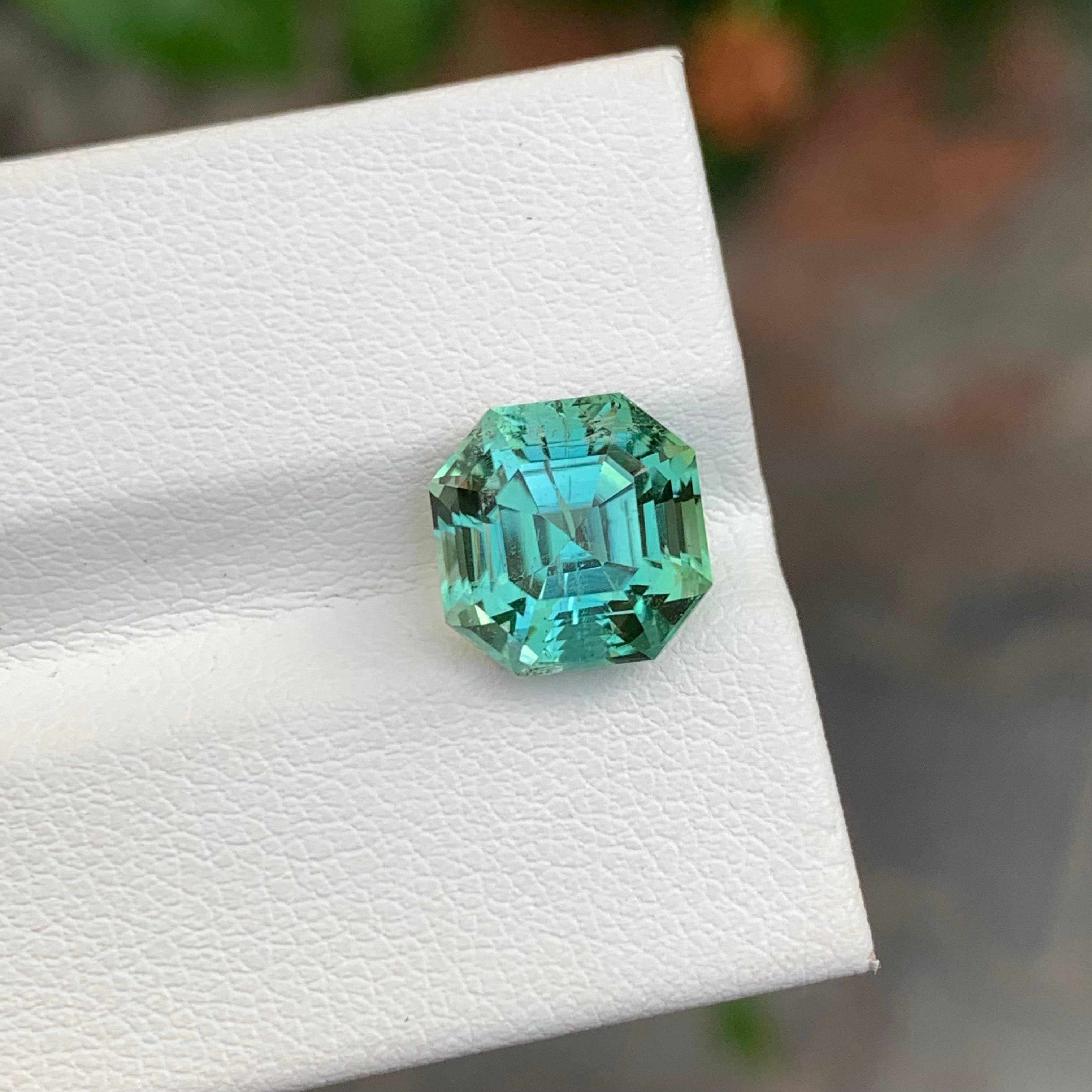 Faceted 4.55 Carats Natural Loose Mint Tourmaline Gem Octagon Shape From Afghanistan