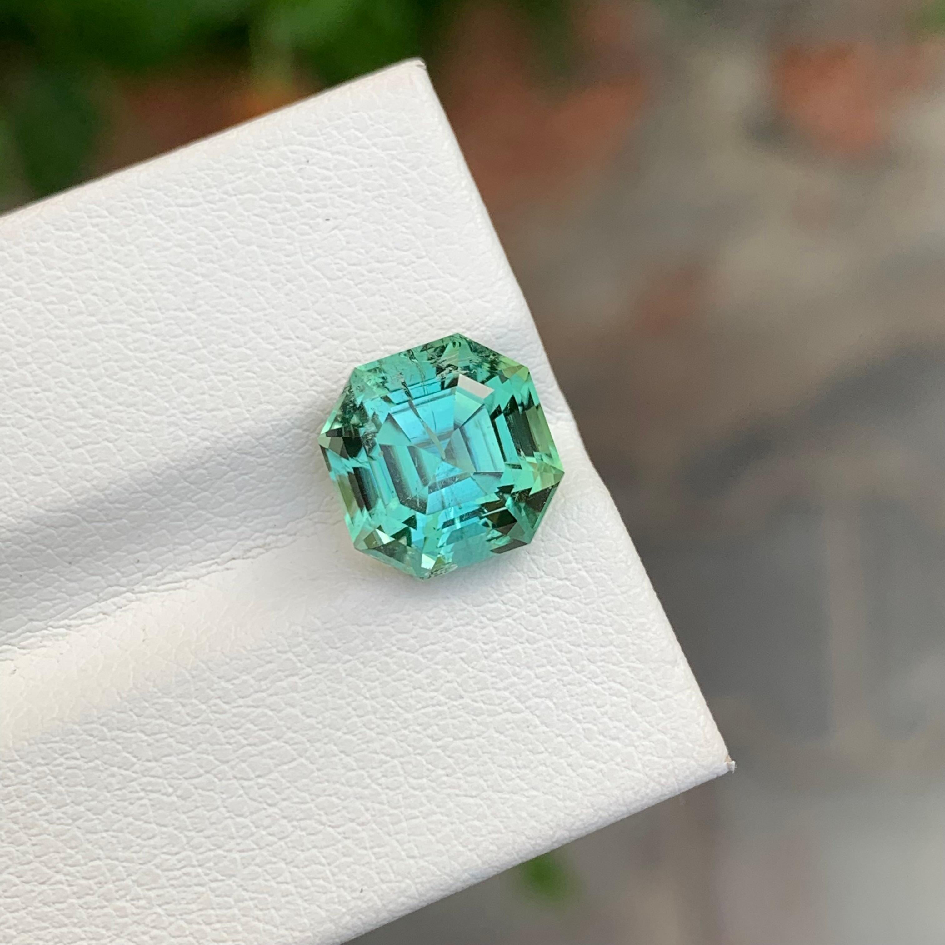 4.55 Carats Natural Loose Mint Tourmaline Gem Octagon Shape From Afghanistan 1