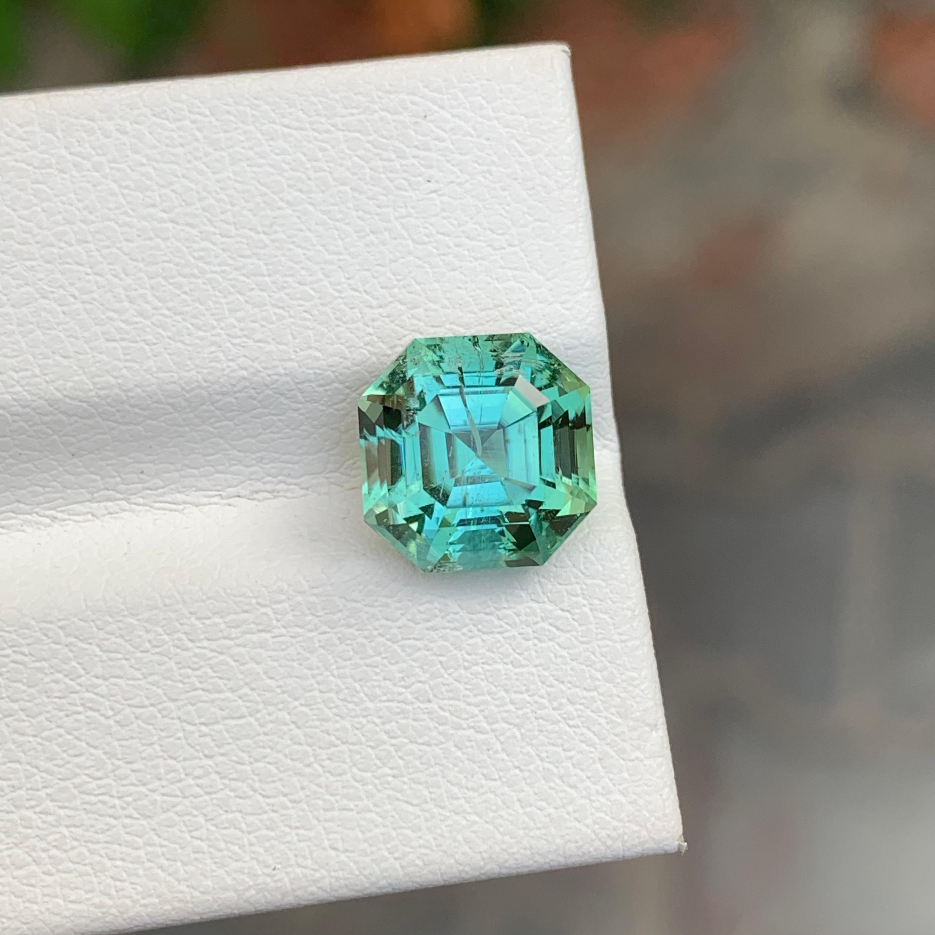 4.55 Carats Natural Loose Mint Tourmaline Gem Octagon Shape From Afghanistan 2