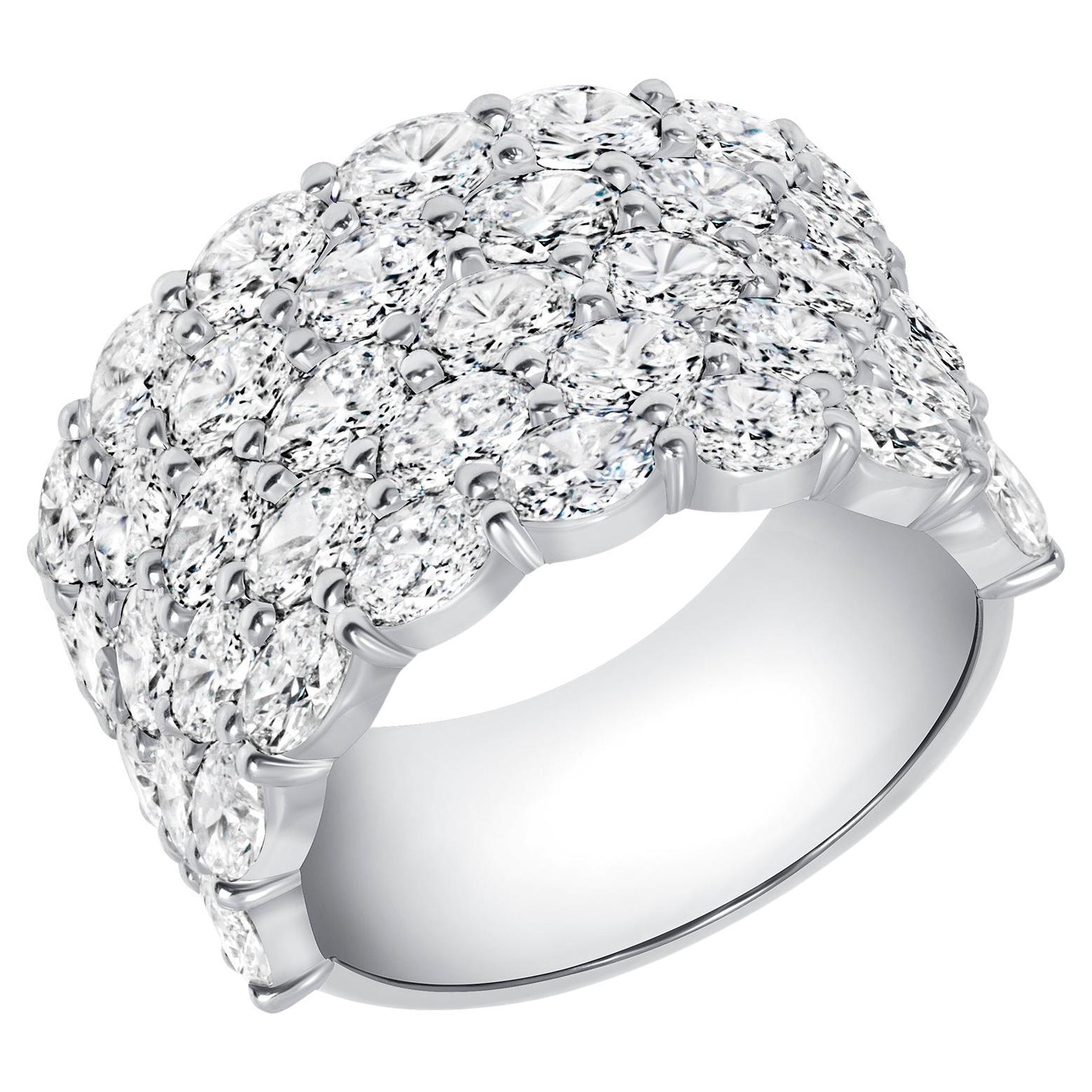 4.48 CT. Oval Cut Diamond Five Row Ring in Platinum For Sale