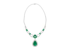 45.58 Carat TW Colombian Emerald & Diamond Chandelier Drop Necklace