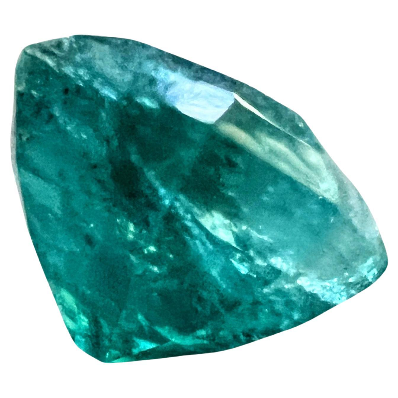 Women's or Men's 4.55ct Octagonal Cut No-Oil Untreated Emerald Gemstone For Sale