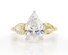 4.55ct. Pear-Shaped Fancy Yellow & Colorless Diamond Engagement Ring, GIA Report