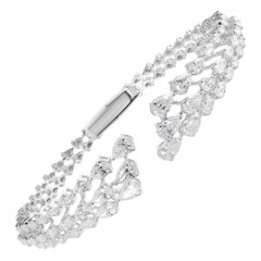 4.55Ct SI/H Natural Diamond Open Cuff Bracelet in 18K White Gold Fine Jewelry