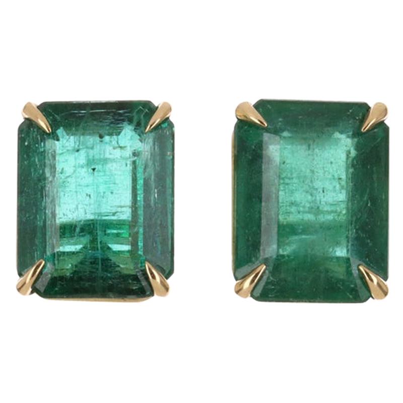 4.55tcw 18K Emerald, Emerald Cut Stud Earrings