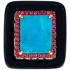 4.56 Karat Arizona Türkis Rubin Onyx Statement Ring