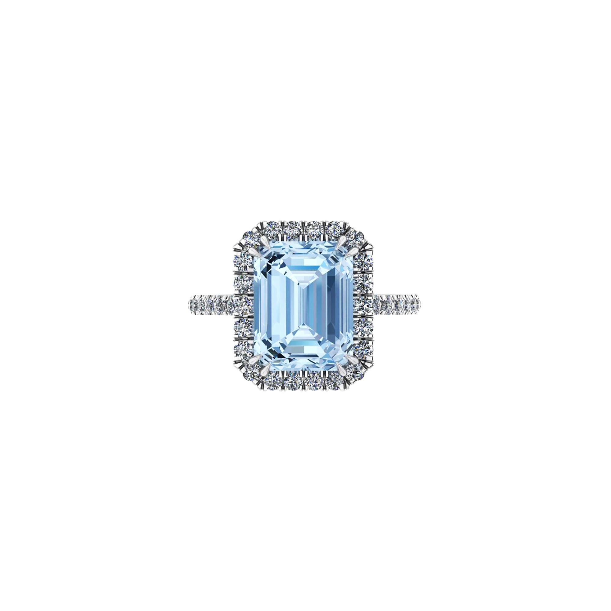 4.61 Carat Emerald Aquamarine Halo Diamond Platinum Cocktail Ring