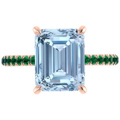 4.61 Carat Emerald Aquamarine Pave Emeralds 18 Karat Rose Gold Cocktail Ring