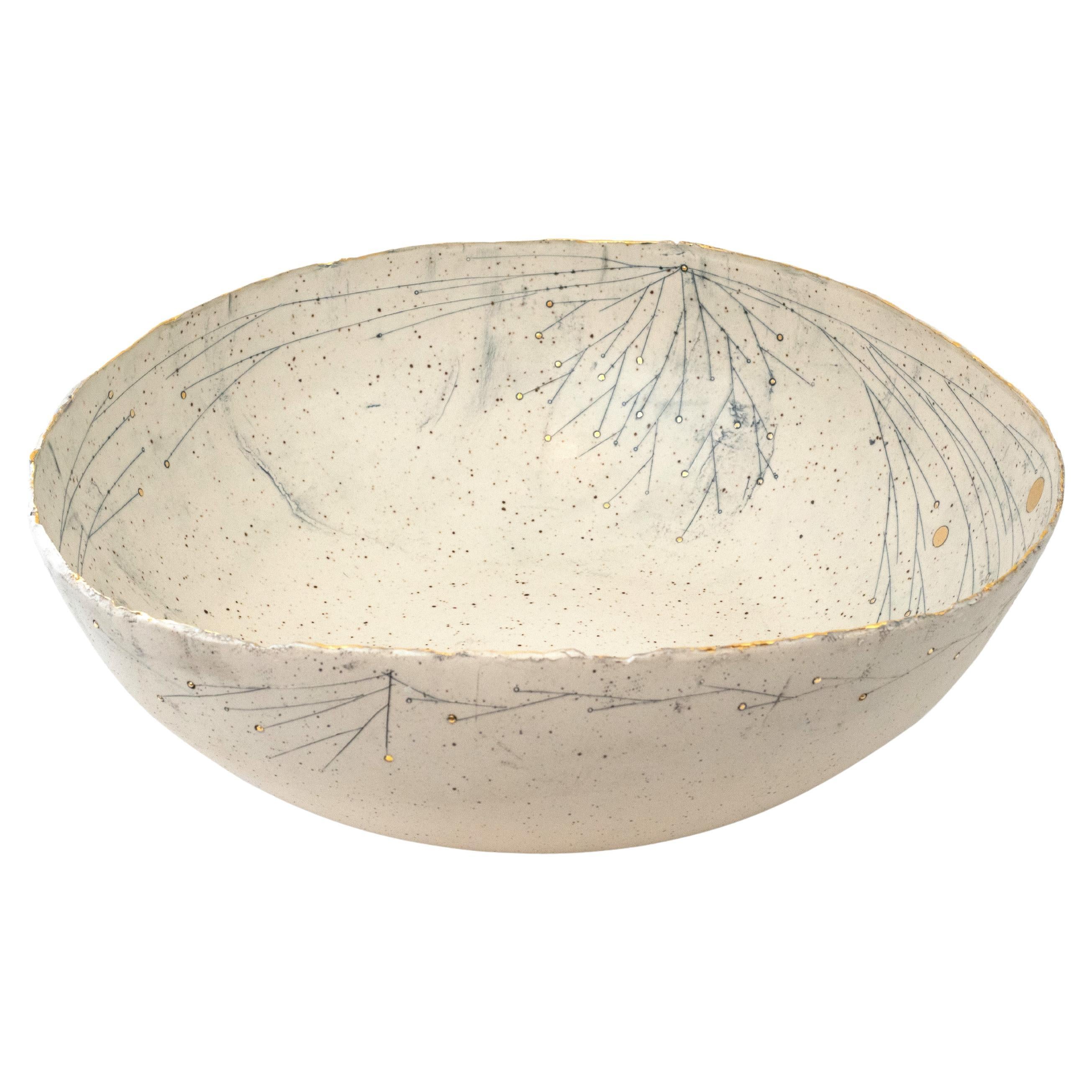 456-G Golden Promise Stoneware Big Bowl with 22kt Gold Detail by Helen Prior