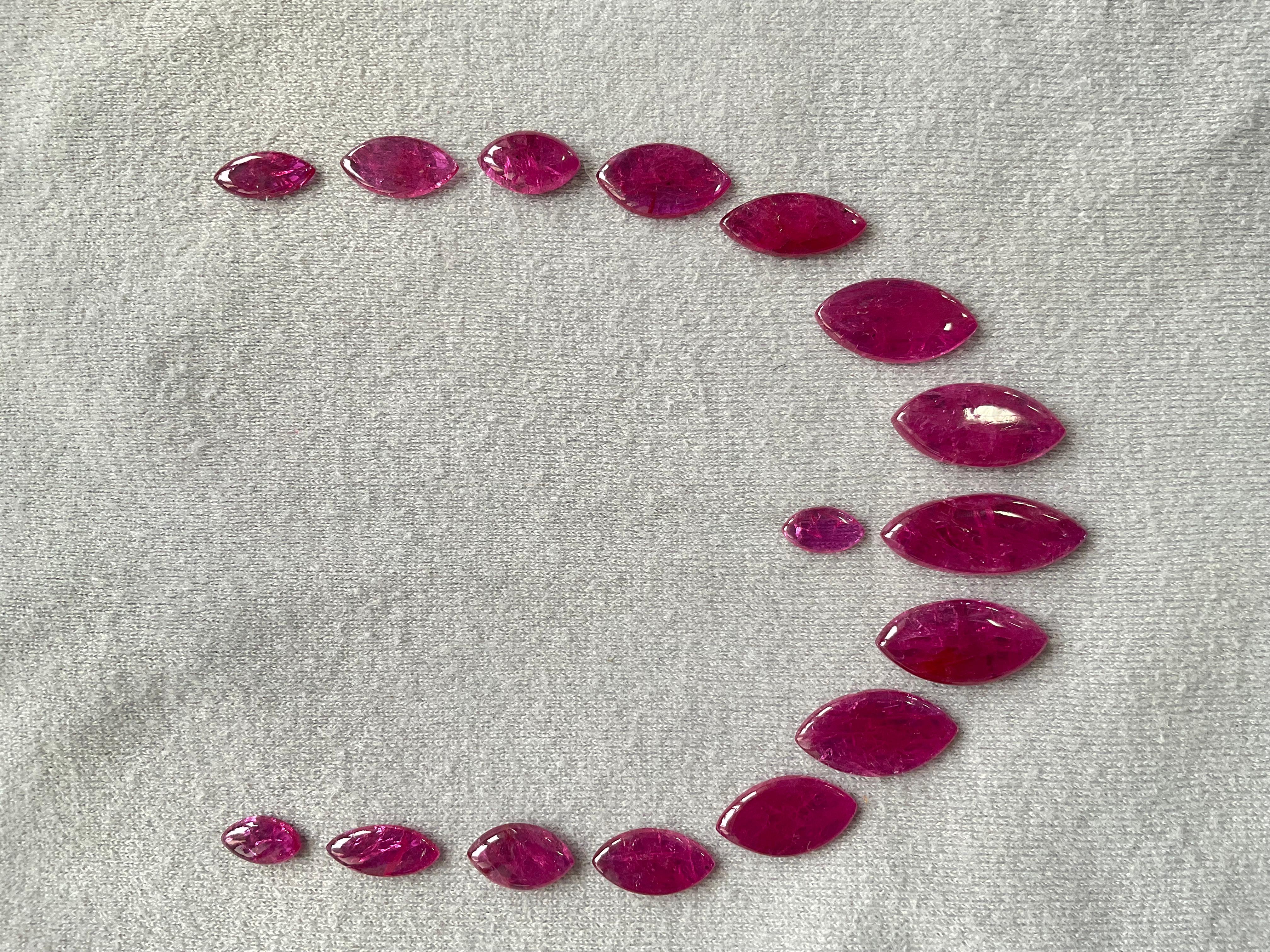 Art Deco 45.63 Carats Ruby Mozambique No-Heat Marquise Layout Fine jewelry Natural Gem For Sale