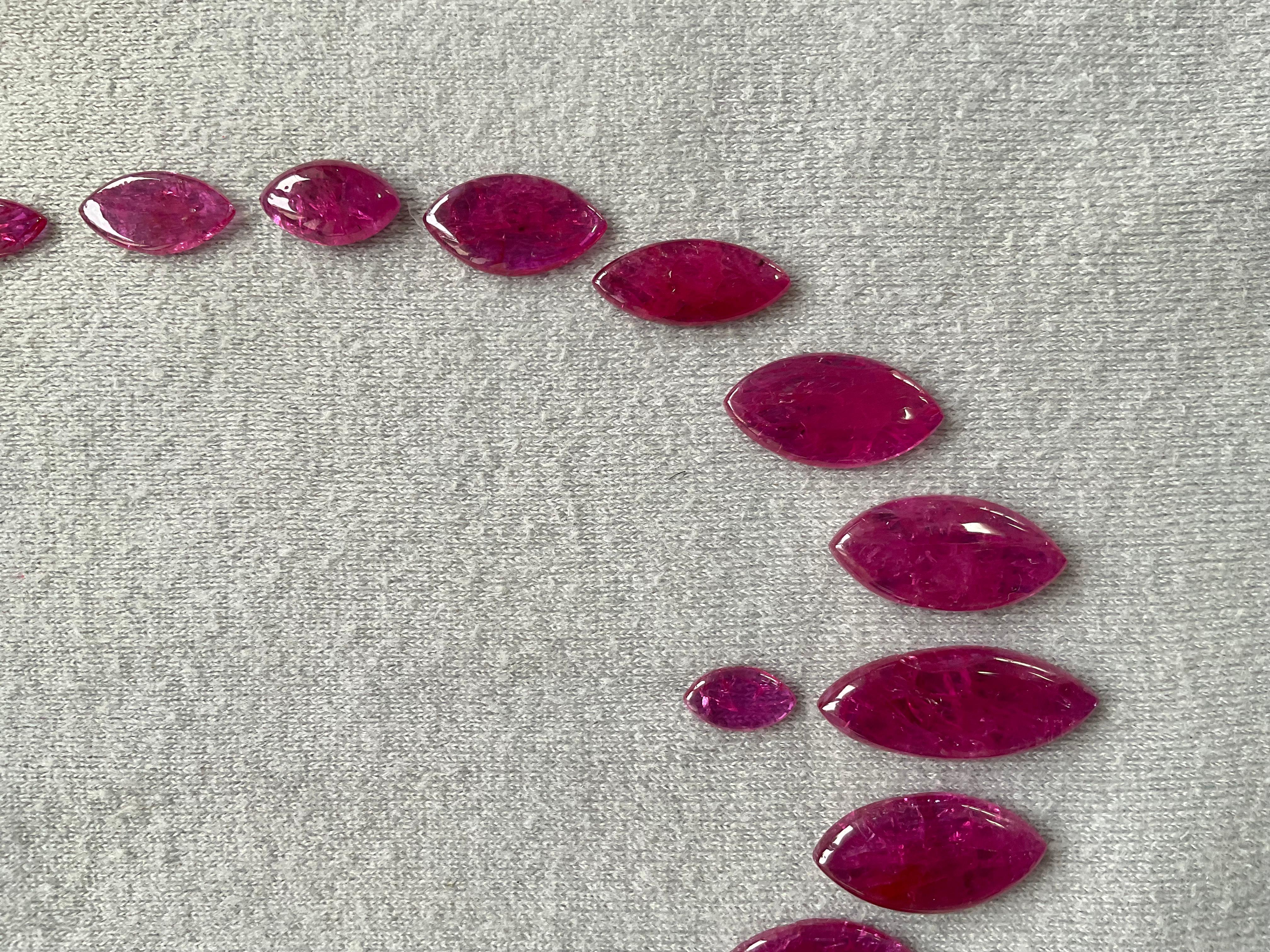 Women's or Men's 45.63 Carats Ruby Mozambique No-Heat Marquise Layout Fine jewelry Natural Gem For Sale