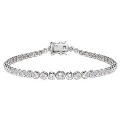 4.56Carat Graduated Cubic Zirconia Sterling Silver Designer Tennis Line Bracelet