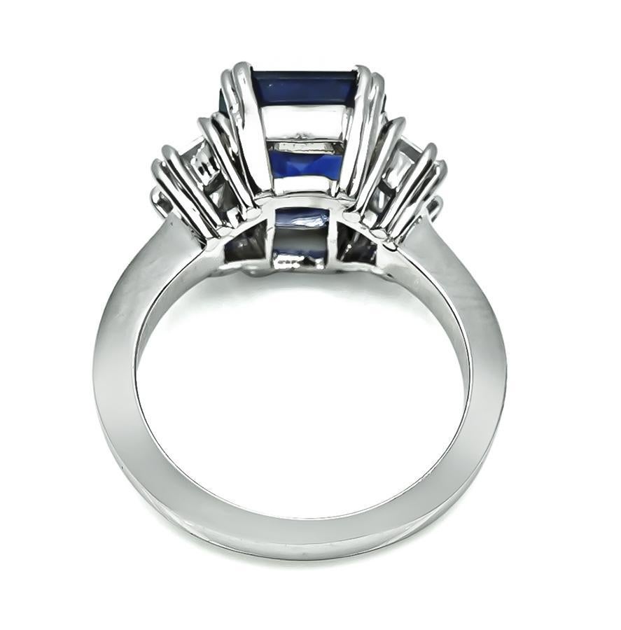 4.56ct Ceylon Sapphire 0.90ct Diamond Engagement Ring In Good Condition For Sale In New York, NY