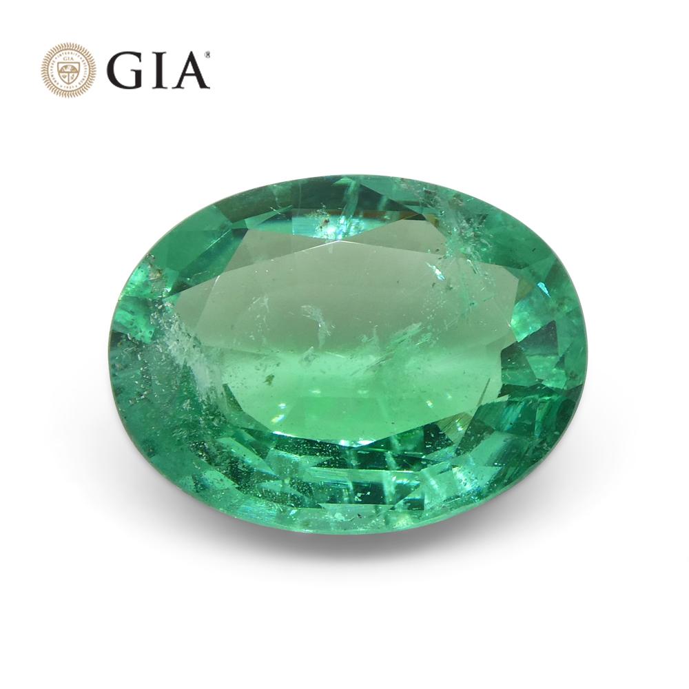 Oval Cut 4.56ct Oval Green Emerald GIA Certified Zambia F1/Minor For Sale