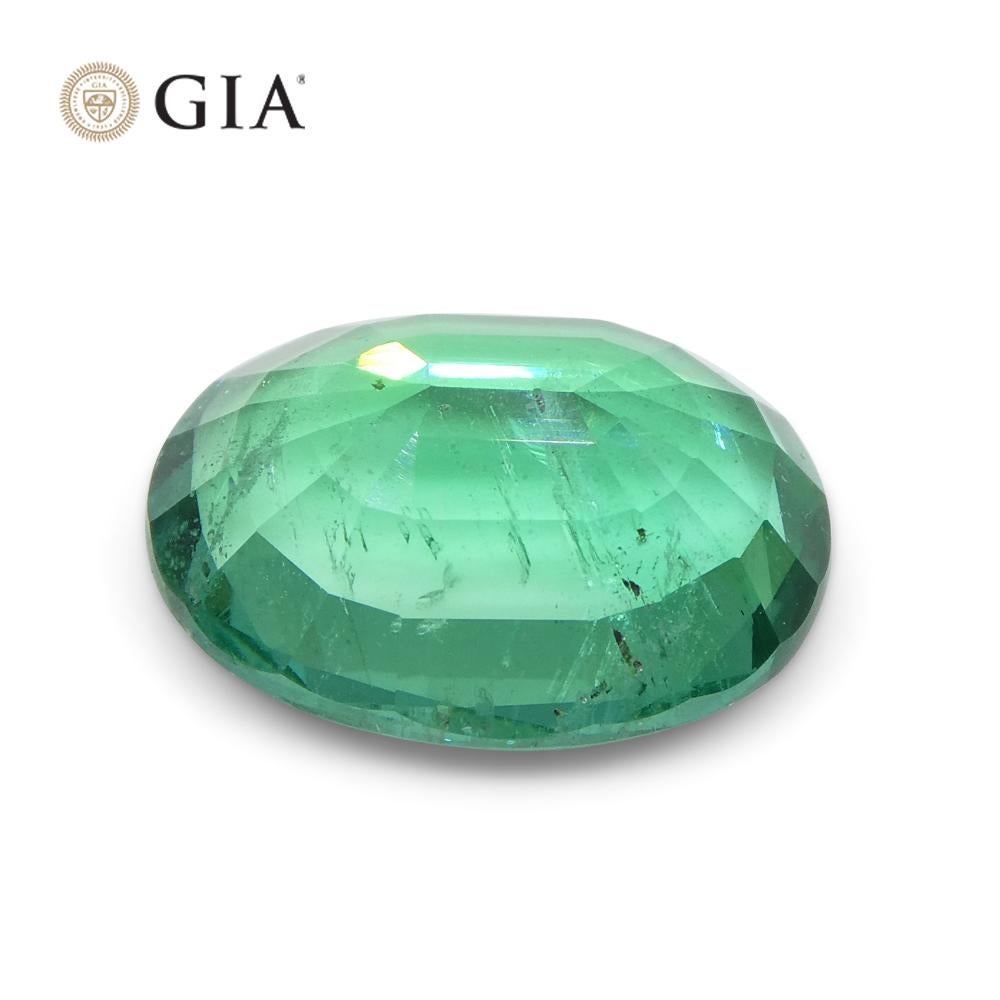 4.56ct Oval Green Emerald GIA Certified Zambia F1/Minor For Sale 1