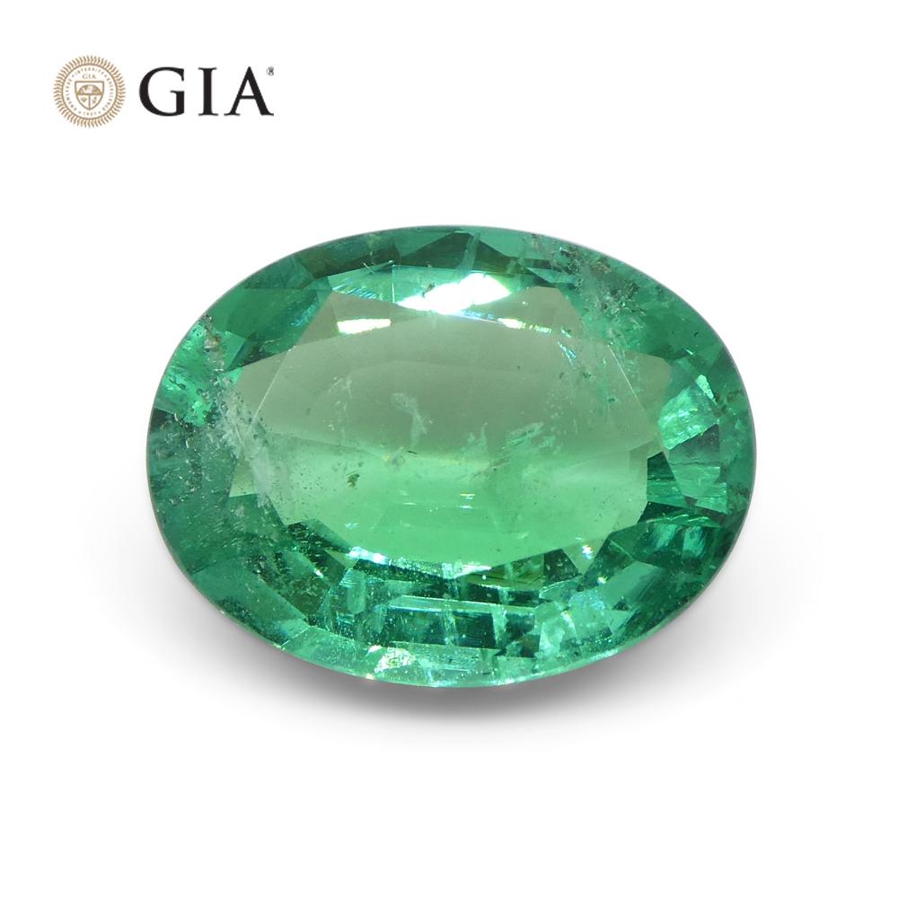 4.56ct Oval Green Emerald GIA Certified Zambia F1/Minor For Sale 2