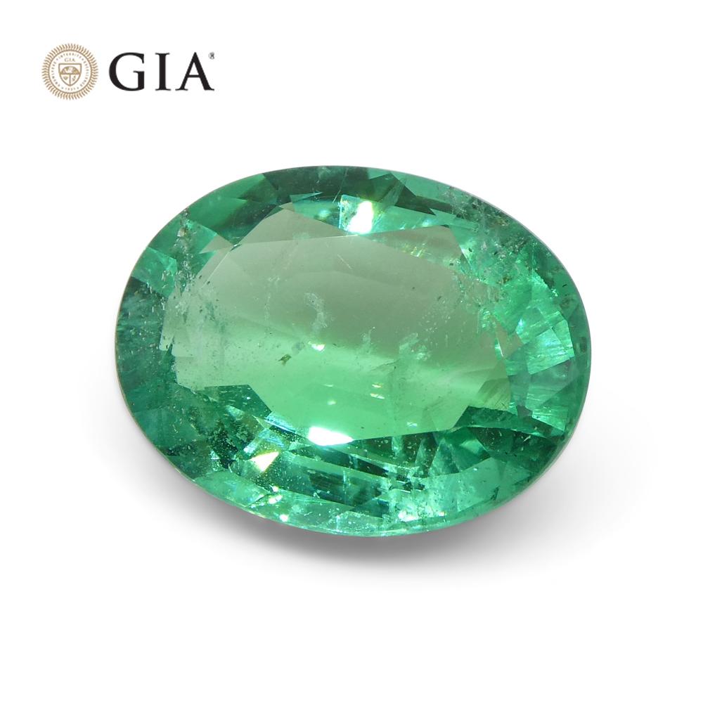 4.56ct Oval Green Emerald GIA Certified Zambia F1/Minor For Sale 3