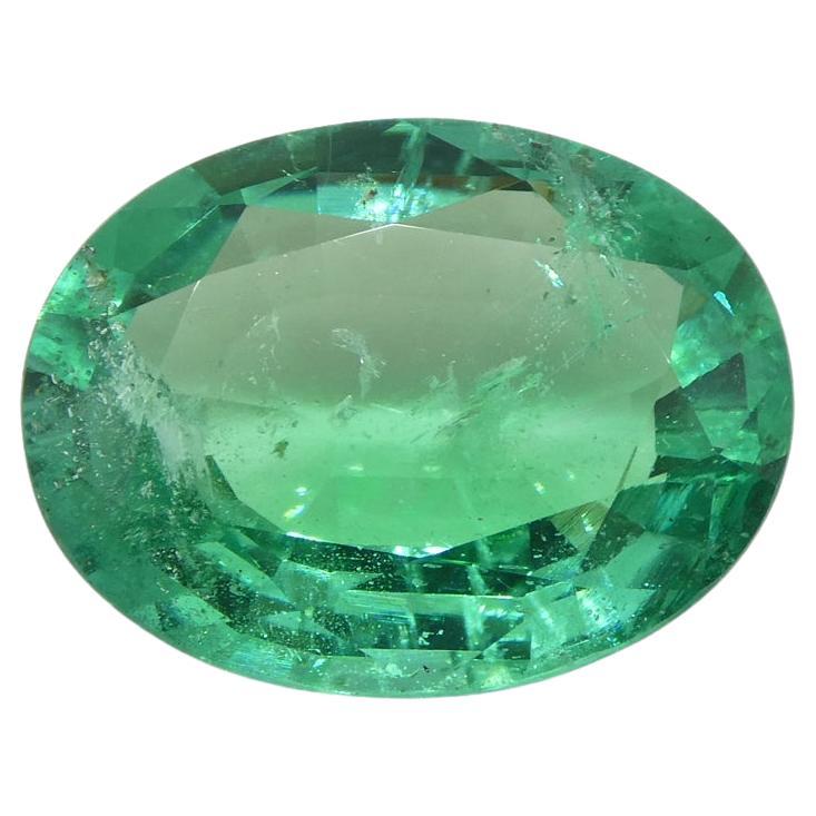 4.56ct Oval Green Emerald GIA Certified Zambia F1/Minor For Sale