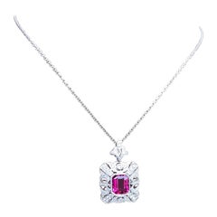 4.56ct Ruby 1.18ct Diamond 18kt White Gold Pendant Necklace
